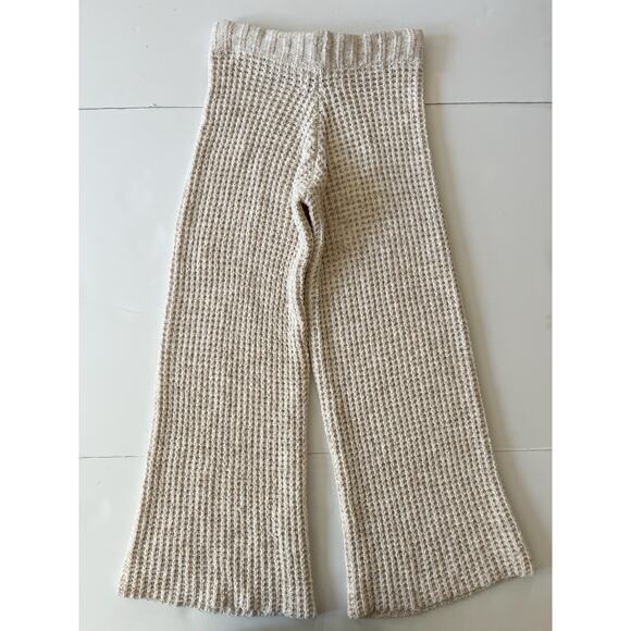 Beach Riot Rayne Sweater Pants Women M Cream Wide Legs Waffle Knit Stretch - Picture 11 of 11